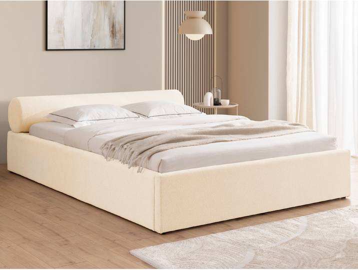 S-Style Möbel Polsterbett Josy aus Chenille-Stoff mit Lattenrost und großem Bettkasten (1 x Polsterbett mit Lattenrost), Chenille-Stoff