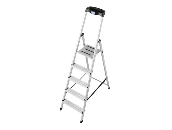 Krause 126337 Stufen-Stehleiter Safety Alu-Leiter. 5 Stufen