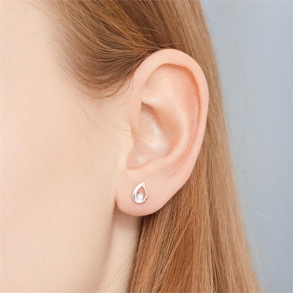 Unique 585er Weißgold-Ohrringe 2 Diamanten 0,016 ct. silber-rosé