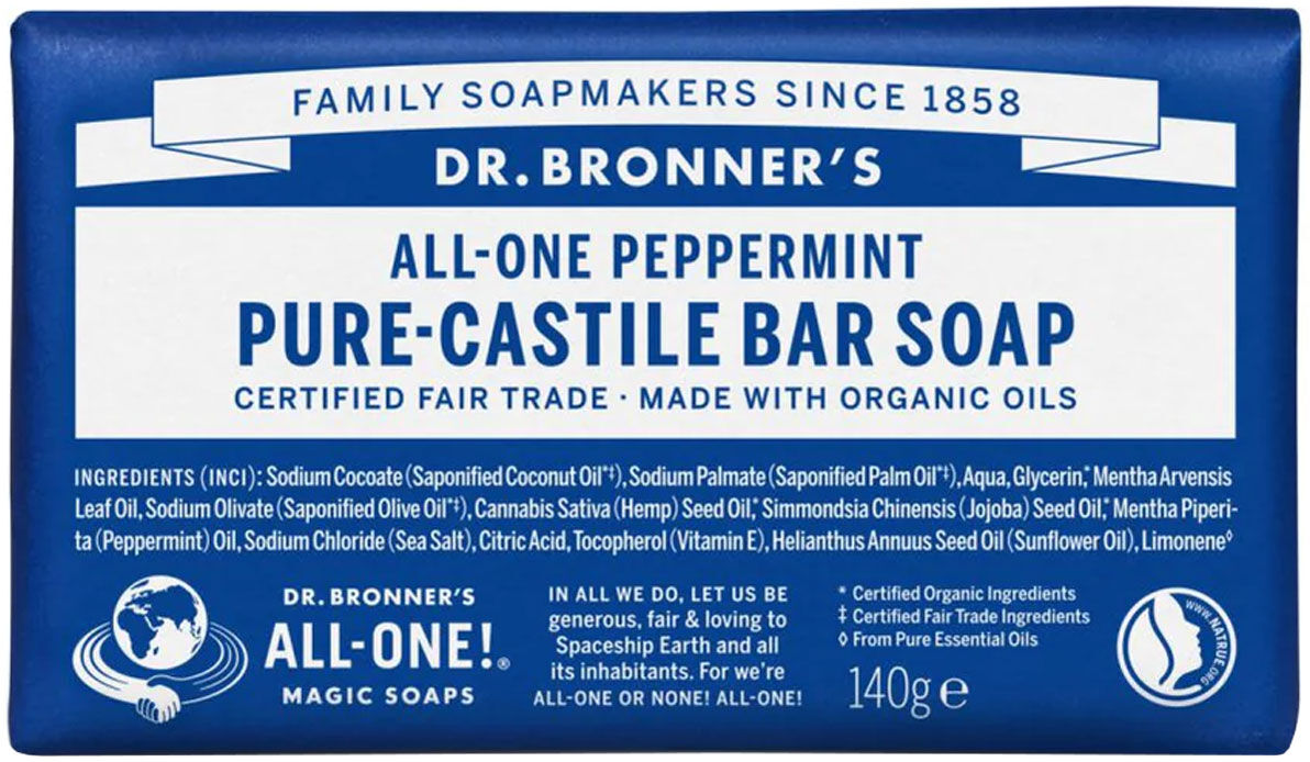 DR. BRONNERS Peppermint Pure Castile Soap Bar 140g