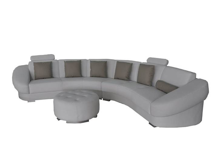 Xlmoebel Ecksofa Rundes L-förmiges Sofa aus Leder mit USB-Anschluss und Hocker, Ecksofa 1 Teile, Hergestellt in Europa