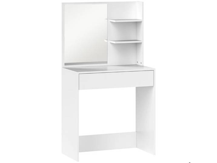 YWJ Commode de maquillage avec miroir table de maquillage avec tiroir et étagères ouvertes blanc