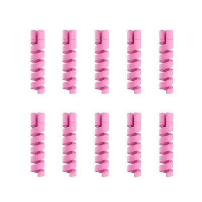 10PCS Silicone Spiral Data Cable Protectors And USB Wire Savers pink 10 Pcs