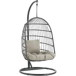 HÄNGESESSEL mit Gestell Flechtseil schwarz 102 cm Allera