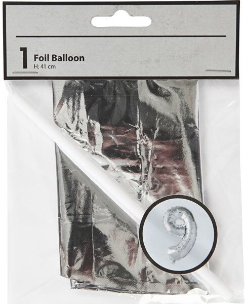 No-Name Folieballon, Sølv, 9-Tal, 41 Cm