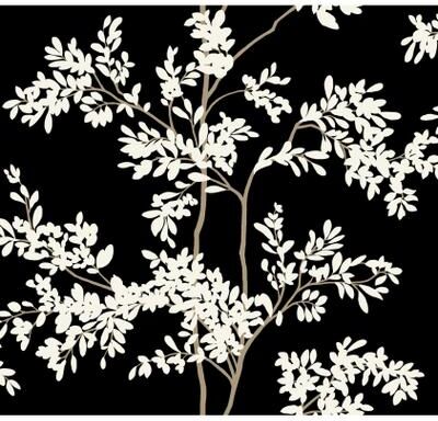 York Wallcoverings Lunaria Silhouette Black & White Wallpaper
