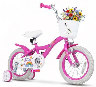 Costway 14 Inches Girls Bike for 3-5 Years Old with Basket - Spring Party, Pink