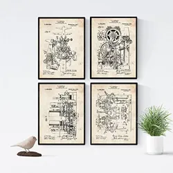 POSTER Set mit 4 Jahrgang Druckerei Patent A4 Rahmenlos