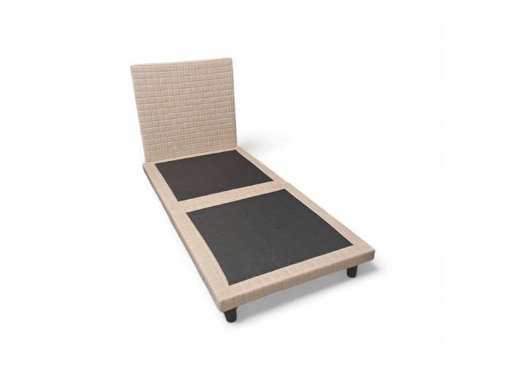 Lit pliable - ILO - 90 x 190 cm - Beige - Tête de lit tapissier - 1 place