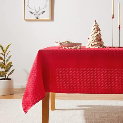 Violet Linen Christmas Novelties Ribbed Striped Pattern Tablecloth