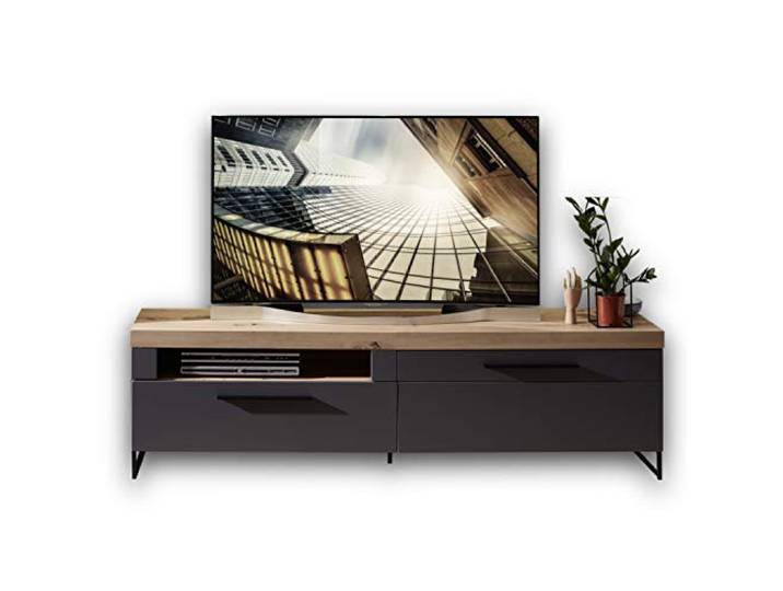Stella Trading LOFT-TWO TV-Board in Artisan-Eiche Optik, graphit - Hochwertiges Low-Board für Ihr Wohnzimmer - 192 x 55 x 44 cm (B/H/T)