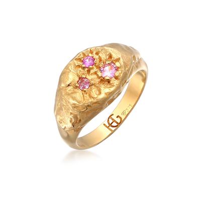Silberring HAZE & GLORY "Ring Saphir Rosa - Tilli 375 Gelbgold" Gr. 54, gold, Fingerringe, Damen, 54, Gelbgold 375, Silberring