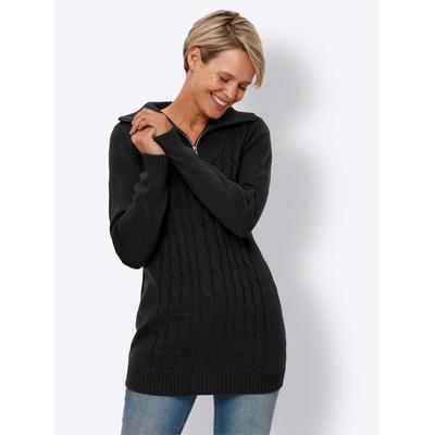 Longpullover CLASSIC BASICS "Longpullover", Damen, Gr. 44, schwarz, 100% Polyacryl, unifarben, Pullover Longpullover