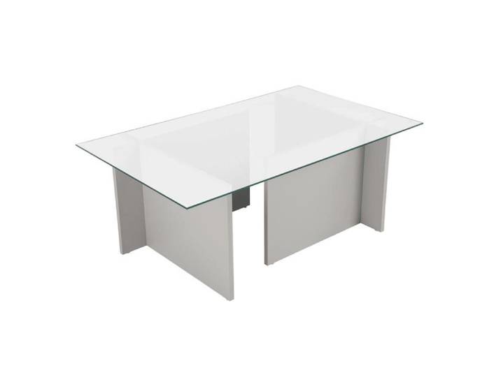 CALICOSY - Table basse avec plateau en verre L105 cm - NOAH - Gris