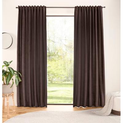 Gardine "LADINA, 1 Stück, blickdicht, Multifunktionsband" Gr. 1, braun (dunkelbraun), B:140cm H:145cm, Polyester, Polyester, LEGER HOME BY LENA GERCKE, Gardinen, Gardine, blickdicht, gewebt, verschiedene Größen, Bestseller