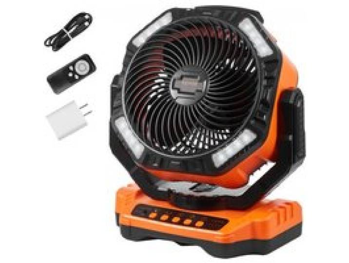 VEVOR Ventilateur Portable USB Rechargeable 334 mm avec Télécommande Lumières LED Minuterie Ventilateur de Bureau Alimenté par Batterie Silencieux Pivotant 4 Vitesses pour Chambre à Coucher, Voyage