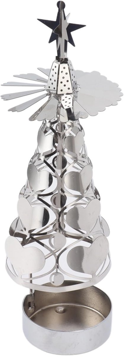 Allecto Kerst Spinning Kaarsenhouder - Roterende Kandelaar met Sneeuwvlok Design - Goud