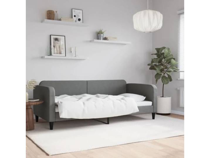 WDGJJFECNMUEHI 2 in 1 Schlafsofa Stoff Tagesbett Grau 90x200 cm Tagesbett Dunkelgrau 90x200 cm Stoff Schlafsofa Gästebett 2-in-1 mit Lattenrost Metall Massivholz Modern