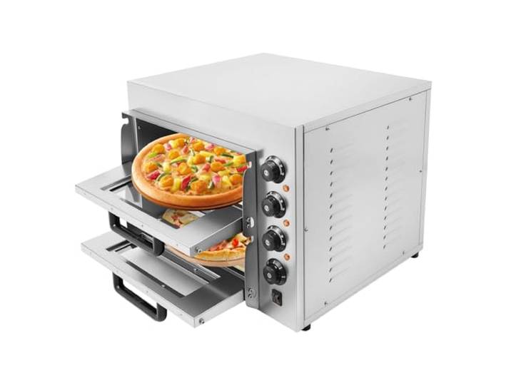 3000W Profi Pizzaofen Pizzabackofen Elektrisch Pizza BackofenSchamottstein Backfläche für Pizza Brot und Backwaren