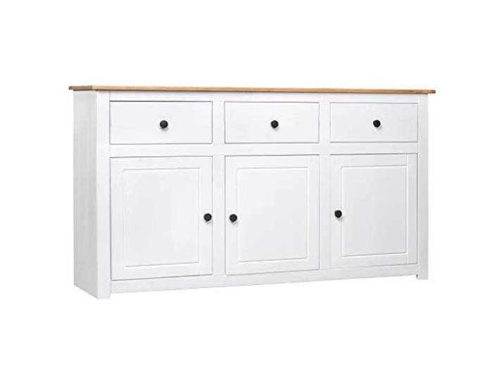 vidaXL Massivholz Panama-Kiefer Sideboard mit 3 Schubladen 3 Türen Kommode Beistellschrank Mehrzweckschrank Anrichte Schrank Weiß 135x40x80cm