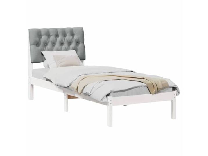 KTHLBRH Bett aus Massivholz, weiß, 75 x 190 cm, mit Kopfteil Lattenrost, Kopfteil an der Wand, einfache Montage, modernes Design