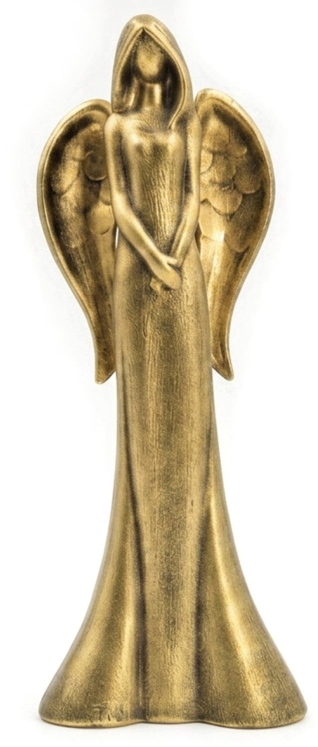 Gouden Keramieken Engel Decoratief Beeld 35cm - Stijlvolle Woondecoratie