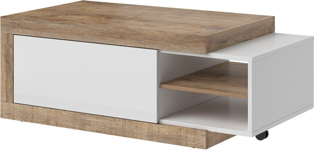 Meublorama Uitschuifbare salontafel SINATRA - Donkere eik en mat wit