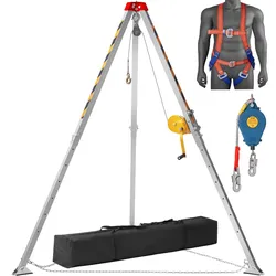 VEVOR Stativ-Set 544,31kg Winde Stativ mit 2,1 m Beinen und 30 m Kabel Rettungsstativ für beengte Räume 10 m Absturzsicherung Auffanggurt Aufbewahrungstasche für herkömmliche beengte Räume