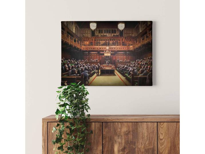 Impression sur toile Banksy Parliament Polyester PVC / Épicéa Marron 70 x 50cm
