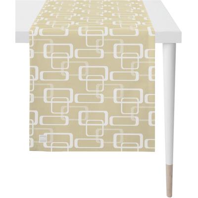 Tischläufer APELT "3966 Outdoor, Sommerdeko, Sommer", beige (sand, weiß), B:46cm L:135cm, Polyester, Tischdecken, Jacquardgewebe