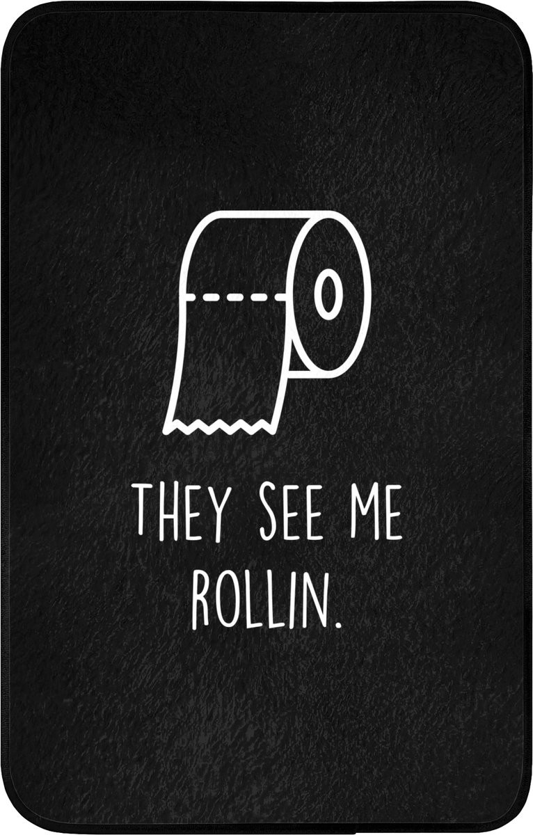 OnlyWow Antislip WC mat Quotes - They see me rollin - Zwart - 50 x 80 cm
