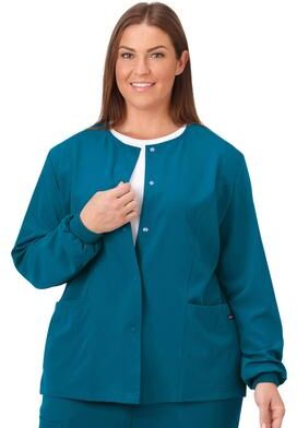 Plus Size Women's Jockey Scrubs Women's Snap to it Warm-Up Jacket by Jockey Encompass Scrubs in Caribbean (Size XL(18-20))
