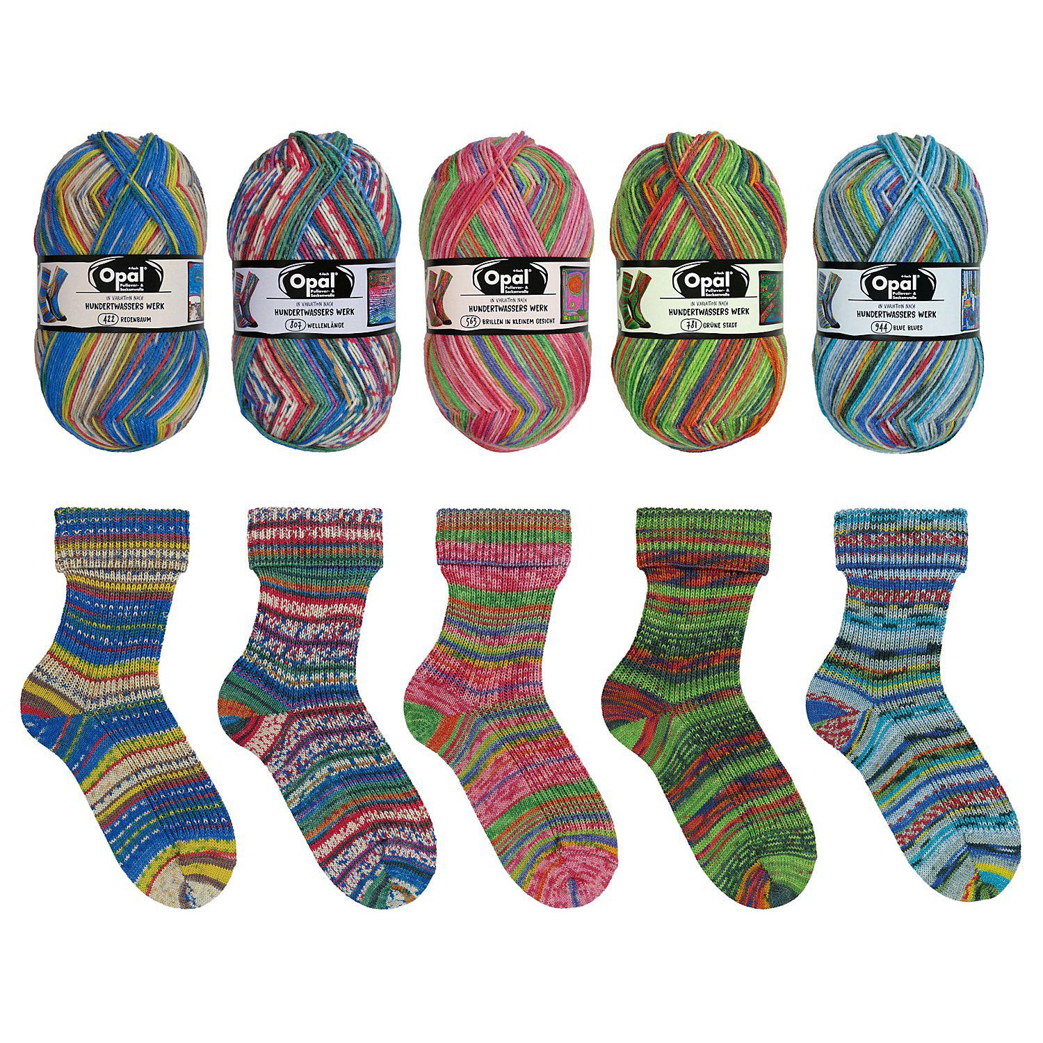 Opal Sockenwolle "In Variation nach Hundertwasser Werken", 4-fach