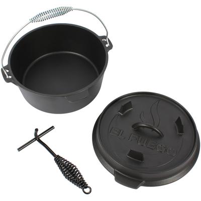 Kasserolle EL FUEGO "El Fuego Dutch Oven", schwarz, B:35,2cm H:19cm L:33cm, Töpfe, Kasserolle, aus Gusseisen, mit spezieller Oberflächenveredelung, 7,2 l