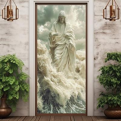 Jesus Türdekorationen Türabdeckungen Weihnachten Türtapete Türvorhang Dekoration Hintergrund Innen/Außen Türbanner für die Haustür Bauernhaus