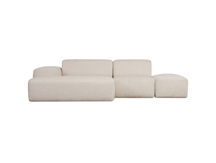 Modulares Ecksofa Pyllomi in L-Form mit Hocker, warmbeige