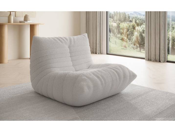 Designer Sofa-Sessel Calmo in Teddy Bouclé - Beige - Bouclé - Luxusbetten24