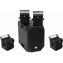 Omnitronic Set BOB-10A sw + 4x BOB-4 sw (Aktiv, Passiv), PA Lautsprecher, Schwarz