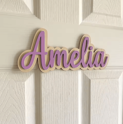 Uplift Curations Custom Wooden Name Sign Personalized Nursery & Bedroom Wall Decor purple