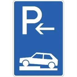 Verkehrsschild VZ315-72, Parken halb auf Gehwegen quer links (Ende), Alu, RA1, 600x900 mm