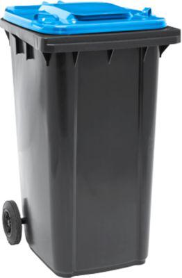 Fahrbare Mülltonne SSI Schäfer GMT eXtra, 240 l, EN 840, vorbereitet für Chipaufnahme, Ziehgriff, 90 % Recycling-Kunststoff, schwarz-blau