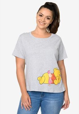 Plus Size Women's Winnie The Pooh & Friends Cropped T-Shirt Piglet Eeyore Tigger by Disney in Grey (Size 4X (26-28))