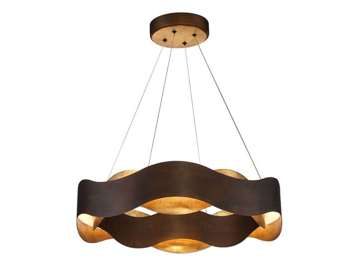 Lustre Medium Acier Bronze et or brossé