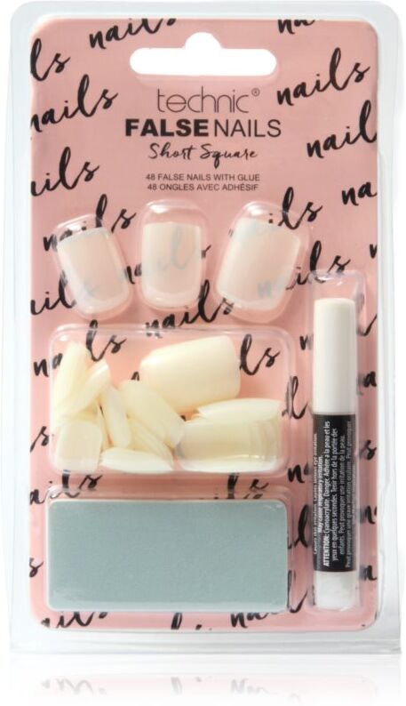 Technic Cosmetics False Nails Short Square False Nails with glue 48 pc