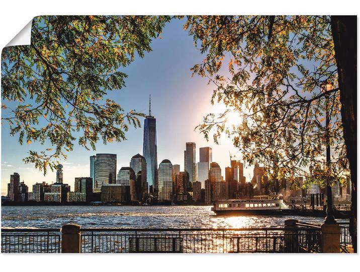 Wandbild ARTLAND Sonnenaufgang über New York , blau (farbe bild(er): blau), B:60cm H:40cm, Bilder, Wandbild, als Leinwandbild, Poster in verschied. Grössen