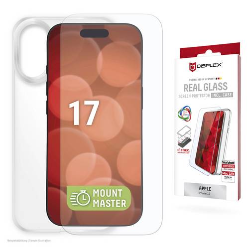 DISPLEX Real Glass + Case Hülle + Schutzglas Set Apple iPhone 17 Transparent 02268