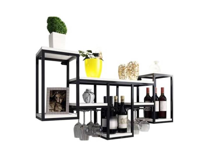 Failjierue 41,7-Zoll-Weinregal zur Wandmontage für 8-Stiel-Glashalter Eisen Wein Glas und Flaschen Lagerung Inhaber Küche Home Decor Wandregal für Küche/Wohnzimmer/Café