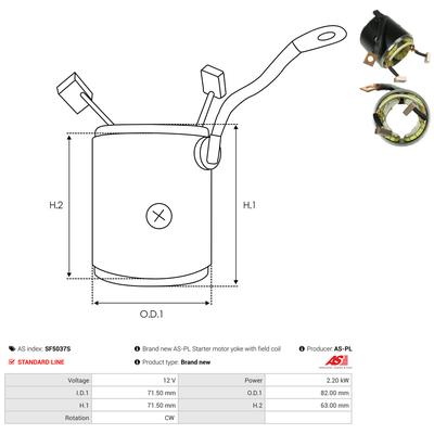 AS-PL Erregerwicklung, Starter sf5037s 820mm für HYUNDAI HONDA MAZDA Suzuki MITSUBISHI