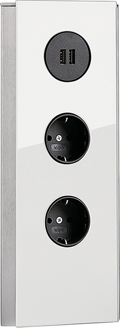 Wipo Eck-stopcontact met USB-aansluiting, wit - 2-voudig Schuko en 2-voudige USB-lader