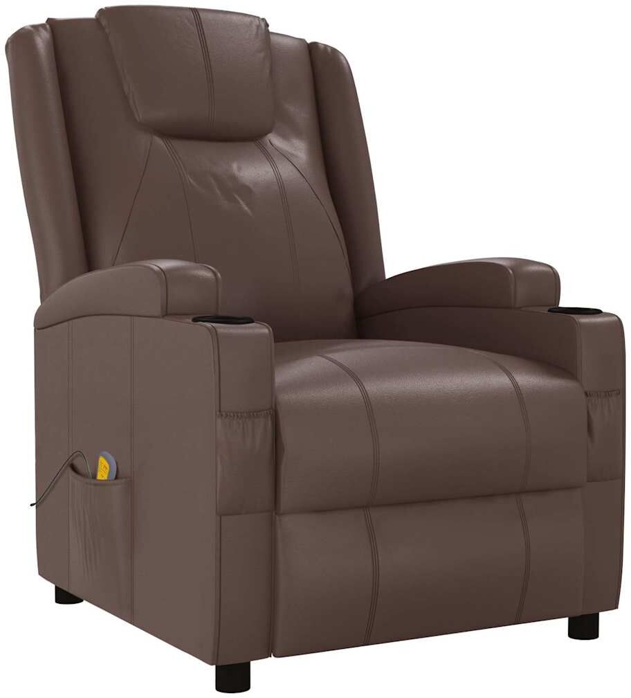 vidaXL Fauteuil de massage Marron Similicuir